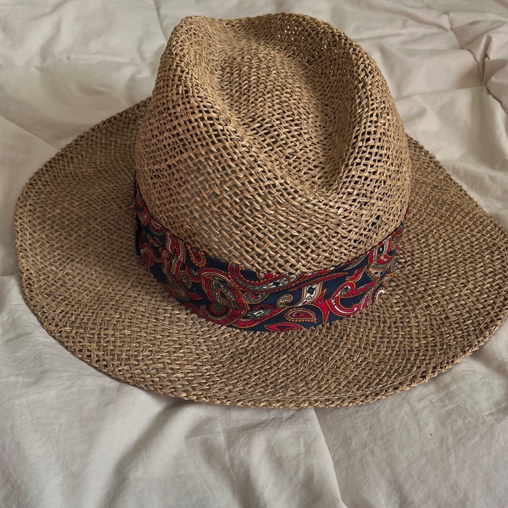 Town Talk Straw Hat with Colorful Paisley Band